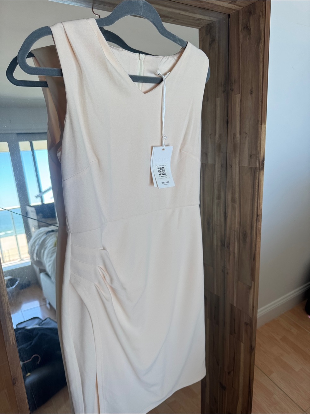Grace Karin Sleeveless V-Neck Midi Dress in Light Peach